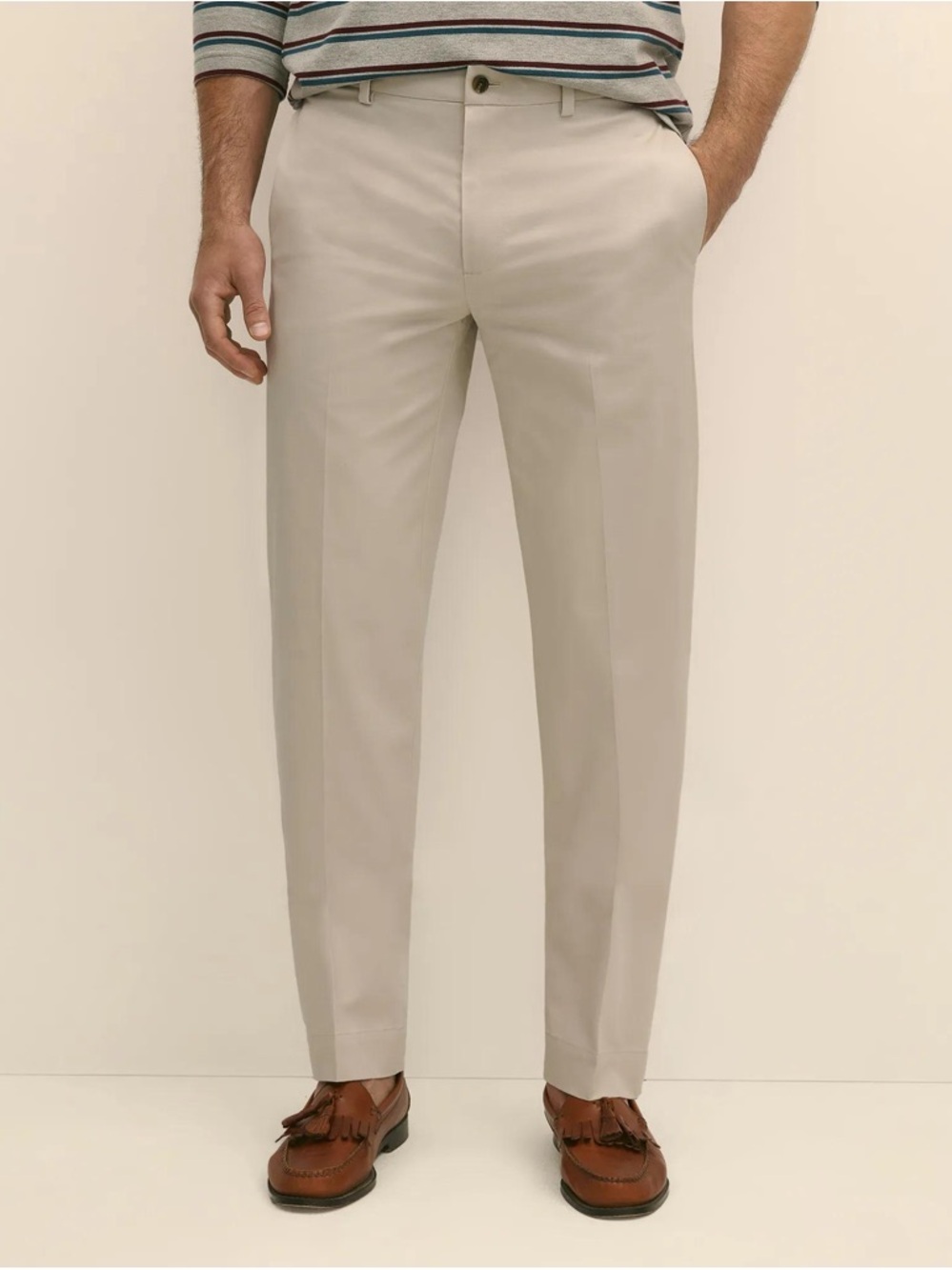 Brooks Brothers Regular Fit Cotton Advantage Chino Pants in Stone preppy khakis - Picture 2 of 7